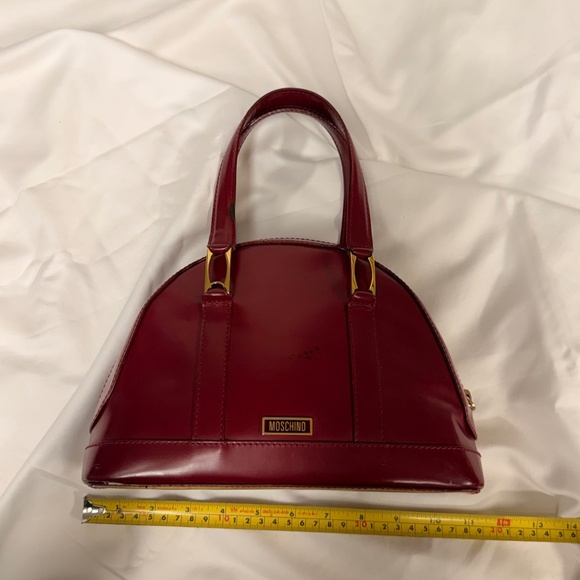 Moschino Redwall Bordeaux Red Wine Patent Leather Top Handle Bag - Picture 13 of 15
